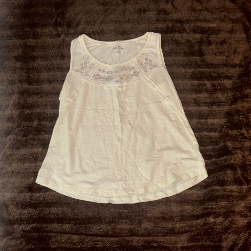Eddie Bauer Cream Lace Trim Top